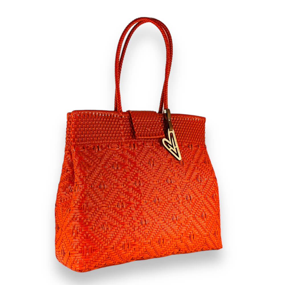 Maria Victoria | Orange Shoulder Bag | Upcycled, Handwoven, Multicolor  Shoulder Tote