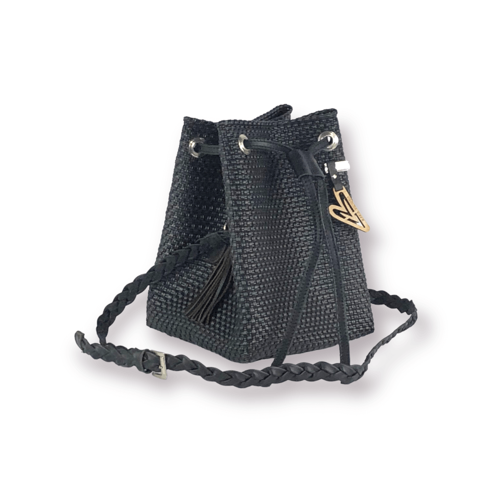 Maria Victoria | Ana Crossbody Bag | Saturated Black Collection |Upcycled,  Handwoven
