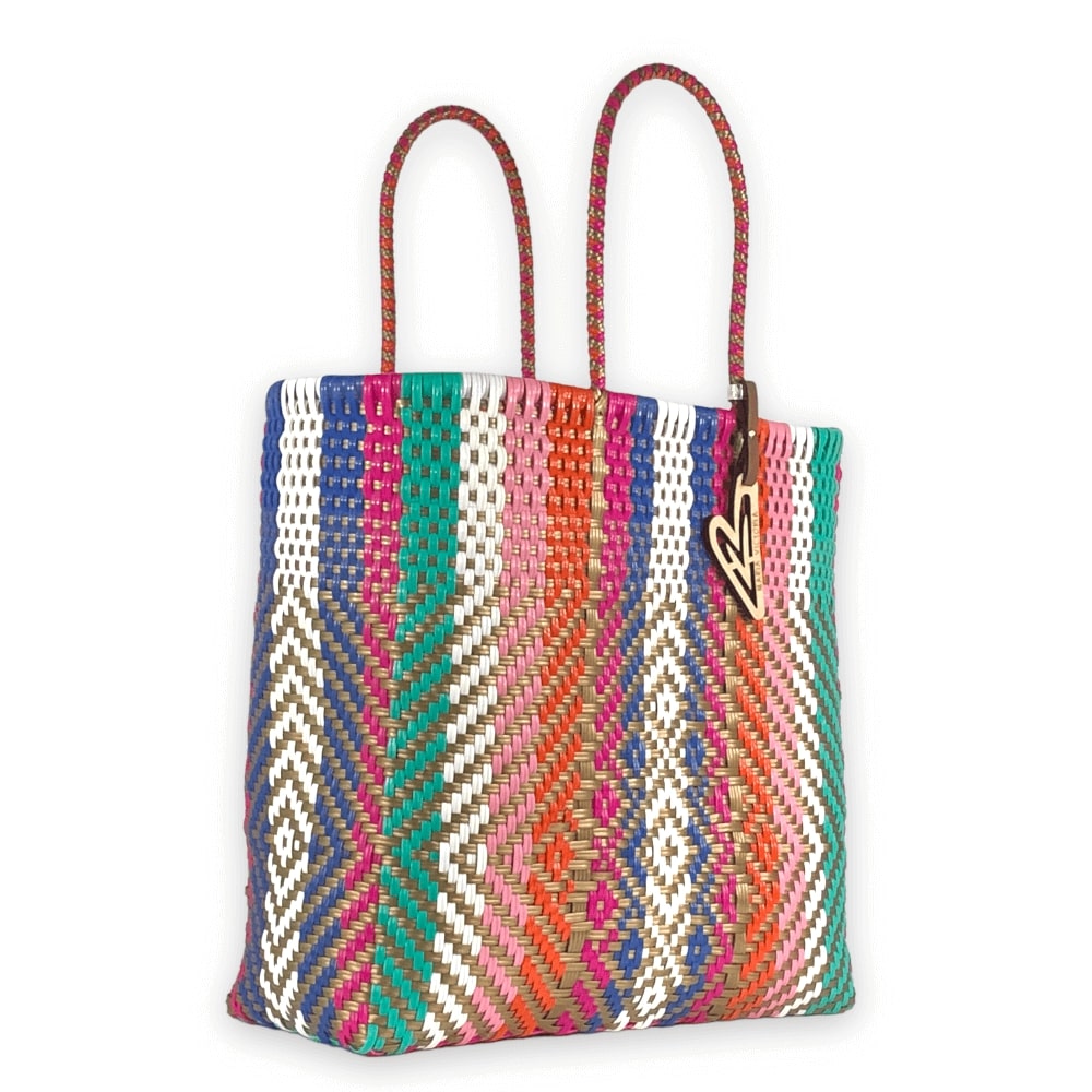 Woven Double Handle Tote Bag - Lilac